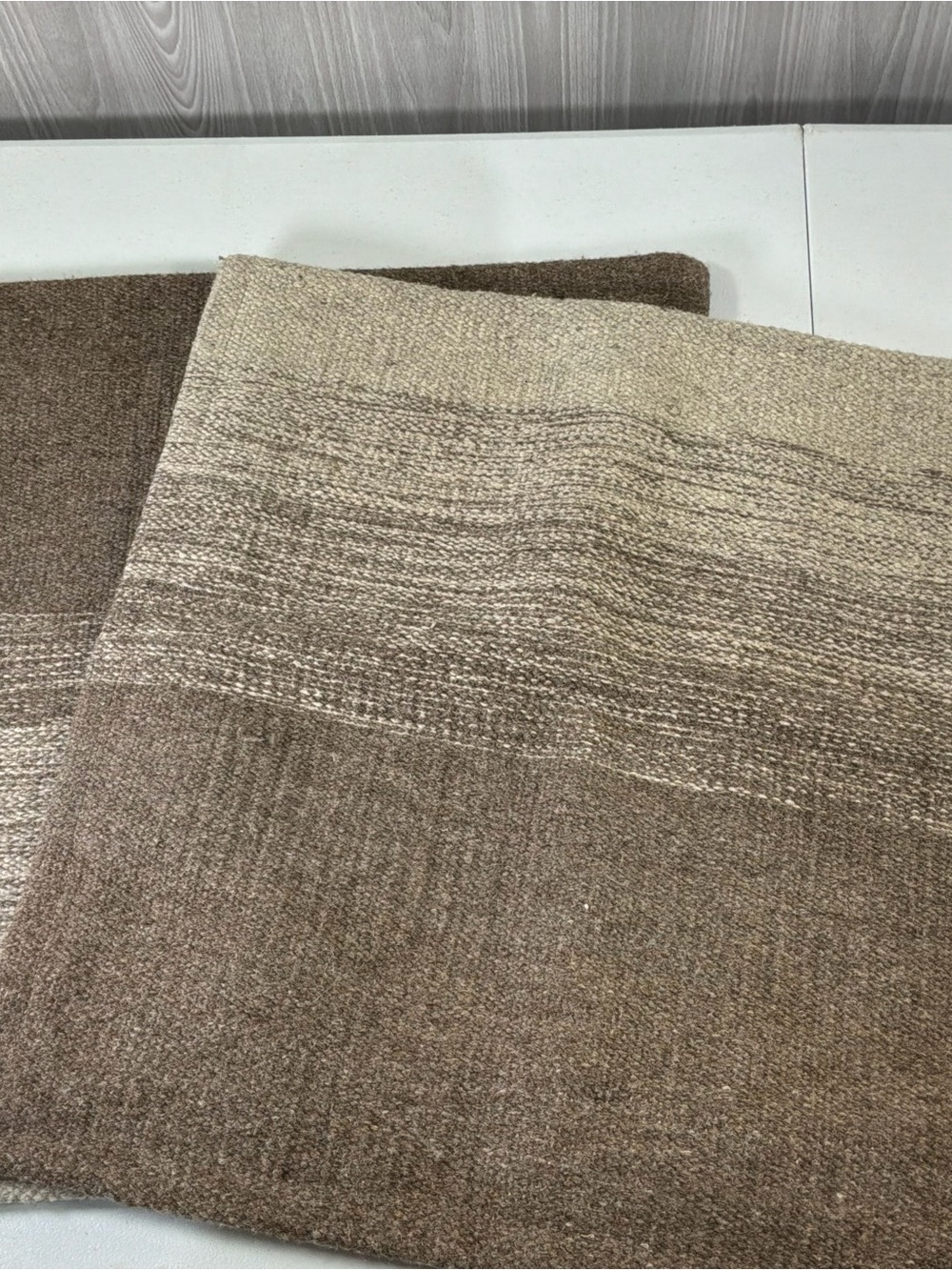 Pottery Barn Ombre Undyed Wool Pillow Cover 20x20in Natural Brown Tan Set Of 2